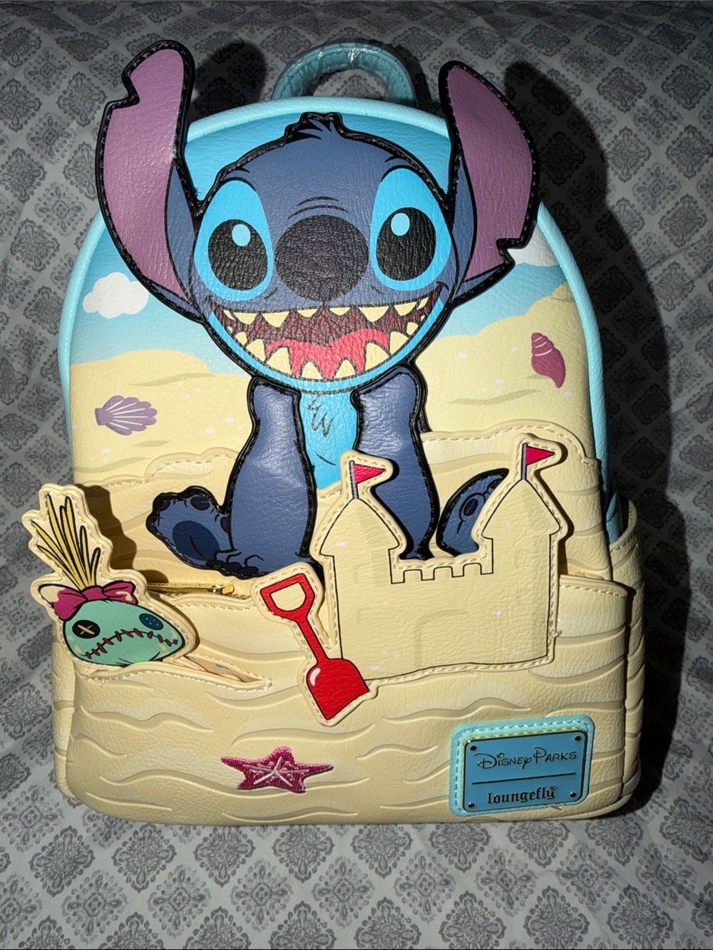 Loungefly Blue & Cream Stitch Beach Mini Backpack